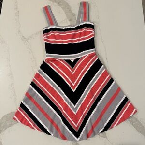 Banana Republic Milly Collection Striped Fit And Flare Mini Dress Womens 0 Coral